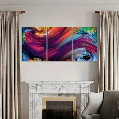 3pcs Abstract Fractal Art Colorful Spiral Wall Art Set Canvas Framed 40x60cm - High Quality Print 100% Australian Made Wall Canvas Ready to Hang