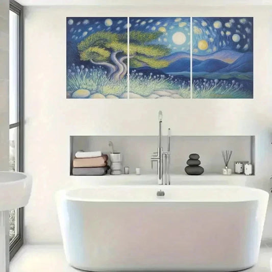 3pcs Starry Night Effect  Wall Art Canvas  Wall Art Set Canvas Framed 40x60cm - High Quality Print 100% Australian Made Wall Canvas Ready to Hang