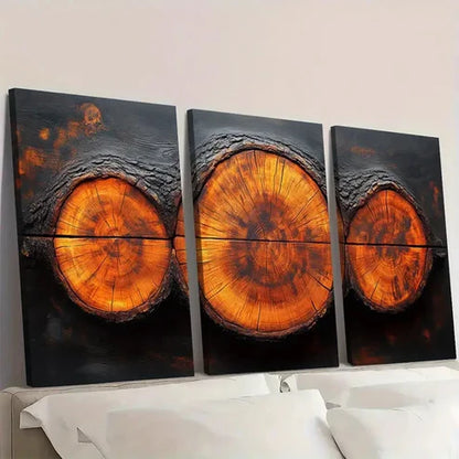 3pcs Orange & Black Illustrations Tree Wall Art Canvas Unframed – High Quality Print 100% Australian Made Wall Canvas