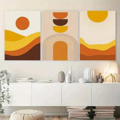 3pcs Sun, Arches, Rays Wall Art Canvas Unframed – High Quality Print 100% Australian Made Wall Canvas