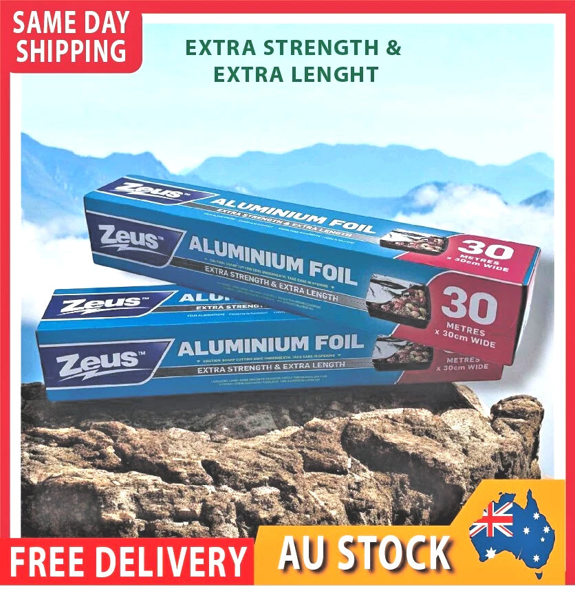 3X30M Aluminium Foil Catering Food Wrap Greaseproof Tin Foil Kitchen BBQ Foil