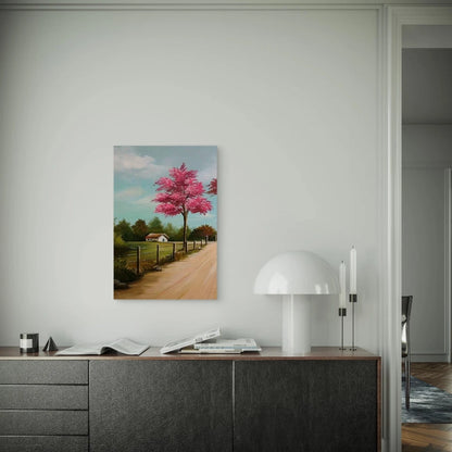 Vibrant Landscape with White Cottage & Winding Path 60x90cm Metal Print Ready to Hang