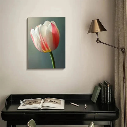 Stunning White & Pink Tulip Design Painting 40x60cm Metal Print Ready to Hang