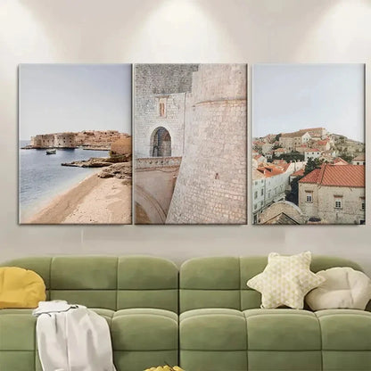 3pcs Dubrovnik Beach Croatia Wall Art, Dubrovnik Metal Print Ready to Hang Art