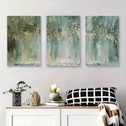 3pcs Golden & Green Forest Abstract Perfect Wall Art Set Canvas Framed 40x60cm - High Quality Print 100% Australian Made Wall Canvas Ready to Hang