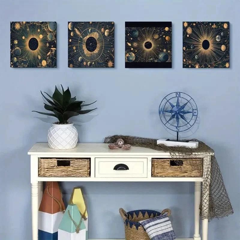 4pcs Galactic starry skyWall Art Canvas Framed