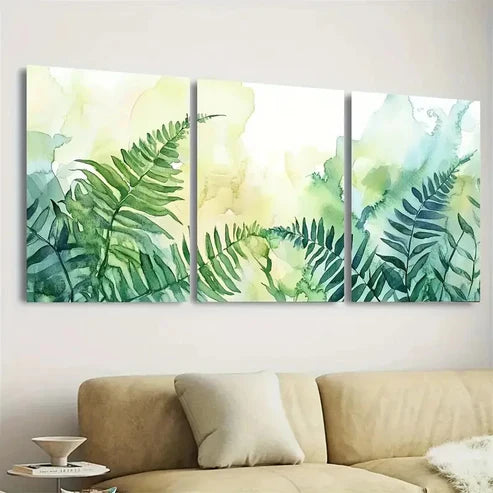 3pcs Fern Floral Wall Art Set Canvas Unframed - High Quality Print 100% Australian Made Wall Canvas