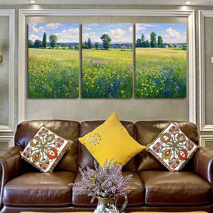 3pcs Oil Painting Tuscany Rustic Country House Metal Print Ready to Hang Art