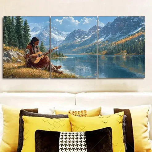 3pcs Girl by the River Scenery Nature Perfect Wall Perfect Wall Art Set Canvas Unframed - High Quality Print 100% Australian Made Wall Canvas