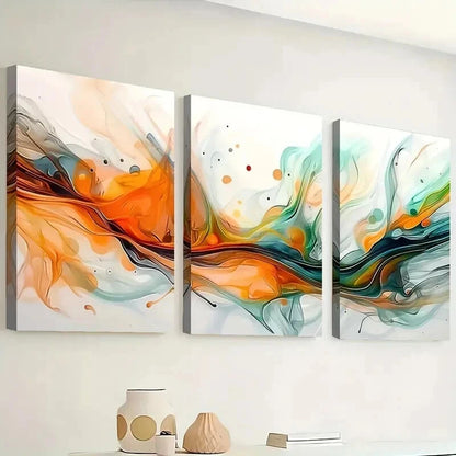 3pcs Geometric Decorations with Flowing Colors Wall Art Set Canvas Framed 40x60cm - High Quality Print 100% Australian Made Wall Canvas Ready to Hang
