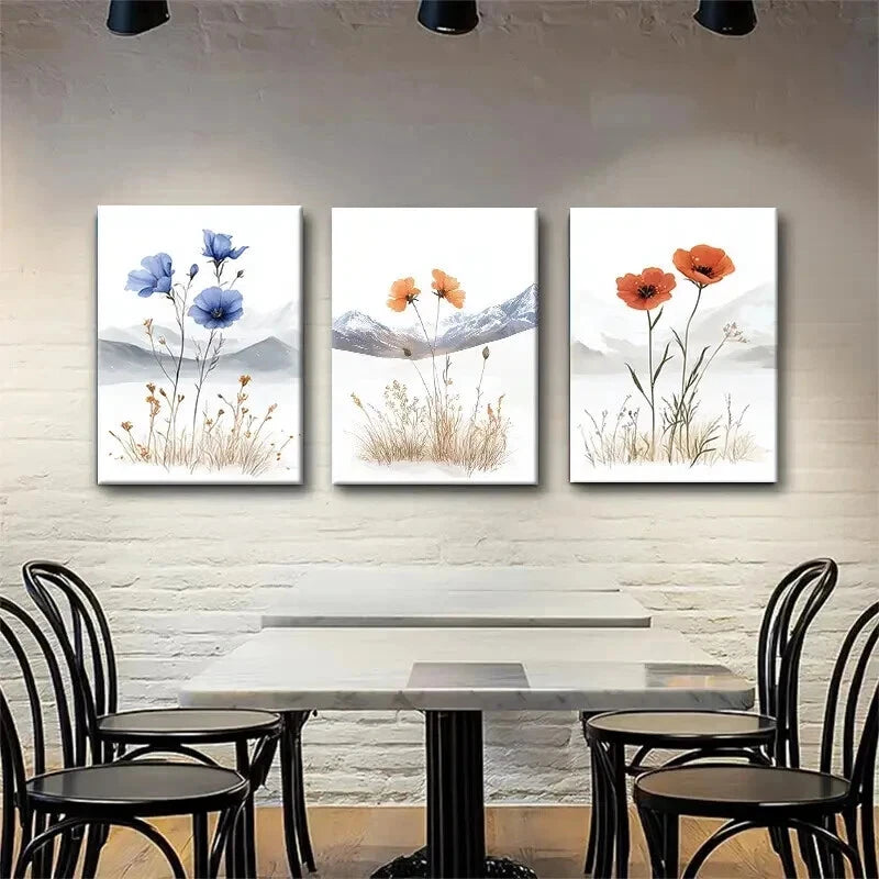 3pcs Minimalist Floral Elegant Nature Perfect Wall Art Set Canvas Framed 40x60cm - High Quality Print 100% Australian Made Wall Canvas Ready to Hang
