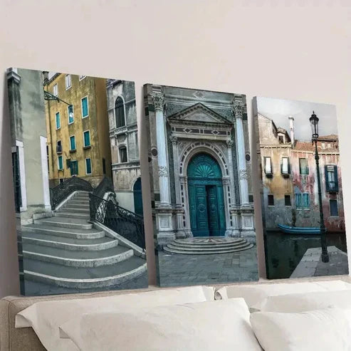 3pcs Band Bridge Grand Canal in Venice Italy Wall Art Canvas Unframed - High Quality Print 100% Australian Made Wall Canvas