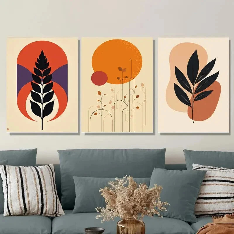 3pcs Modern Abstract Minimalist Botanical Metal Print Ready to Hang Art