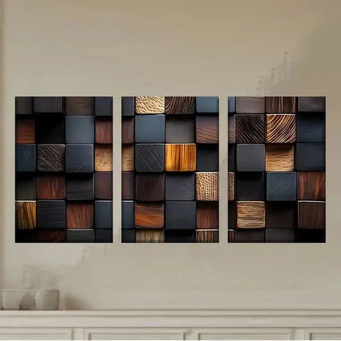 3pcs Wood wallpapers Wall Art Set Canvas Unframed - High Quality Print 100% Australian Made Wall Canvas