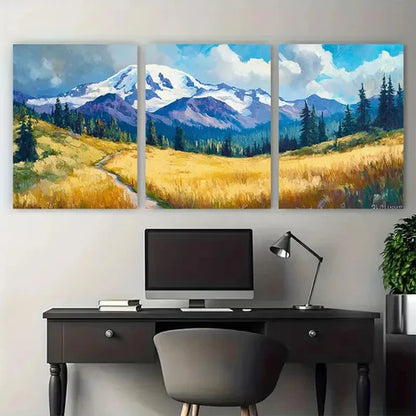 3pcs Mountain Landscape Meadow Scene – Wall Art Canvas Unframed – High Quality Print 100% Australian Made Wall Canvas