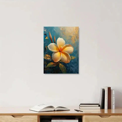 Beautiful Vibrant Plumeria Flower Botanical Painting 60x90cm Metal Print Ready to Hang