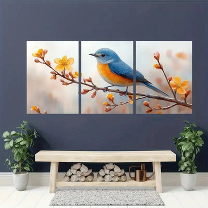 3pcs Blue bird Watercolor Minimalist Perfect Wall Art Set Canvas Framed 40x60cm - High Quality Print 100% Australian Made Wall Canvas Ready to Hang