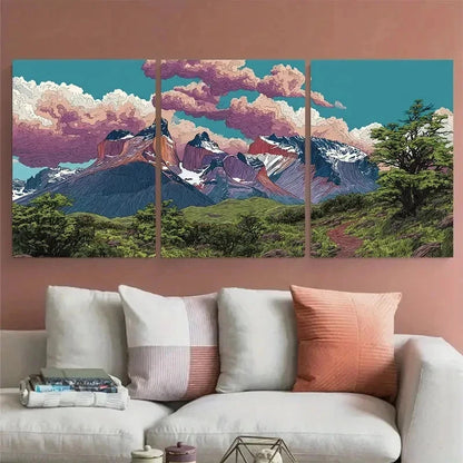 3pcs Torres Del Paine Chile Travel PerfectWall Art Set Canvas Framed 60x90cm - High Quality Print 100% Australian Made Wall Canvas Ready to Hang
