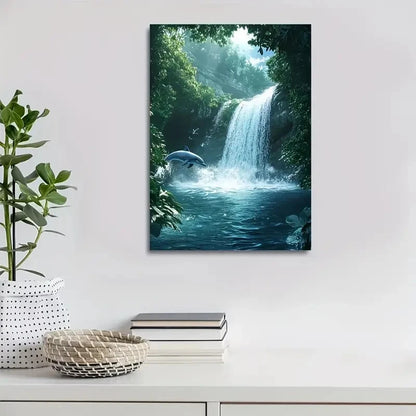 Whimsical Dolphin & Crystal Painting  40x60cm Metal Print Ready to Hang