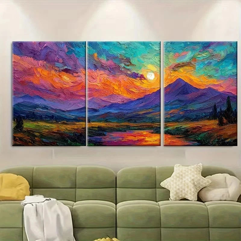 3pcs Mountain River Landscape Wall Art Set Canvas Framed 40x60cm – High Quality Print 100% Australian Made Wall Canvas Ready to Hang