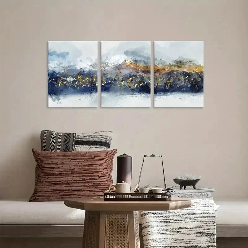 3pcs Abstract Mountain & Water Metal Print Ready to Hang Art