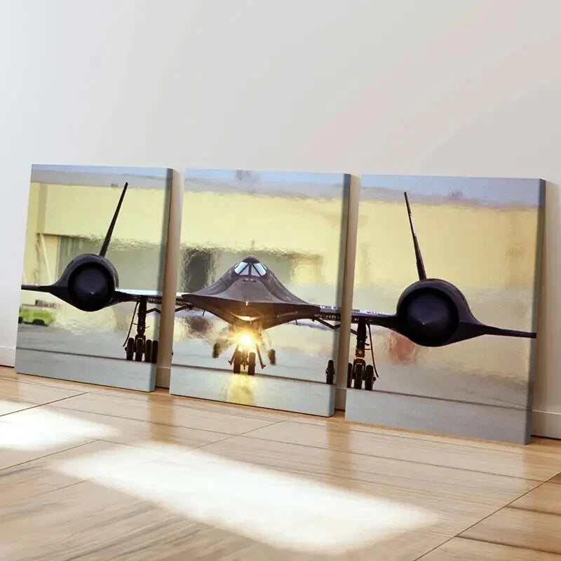 3pcs Military Fighter Jets Design Wall Art Set Canvas Framed 40x60cm - High Quality Print 100% Australian Made Wall Canvas Ready to Hang
