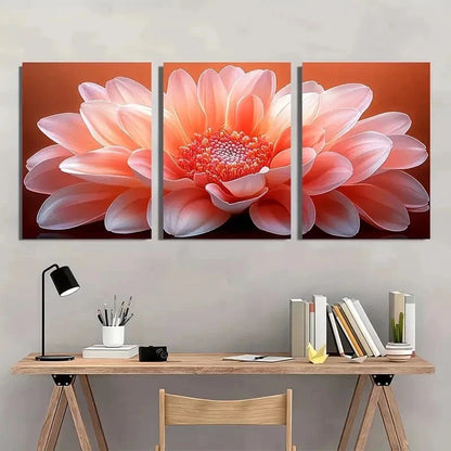 3pcs Chinese Aster Flower Aesthetic Perfect Wall Art Set Canvas Framed 40x60cm - High Quality Print 100% Australian Made Wall Canvas Ready to Hang