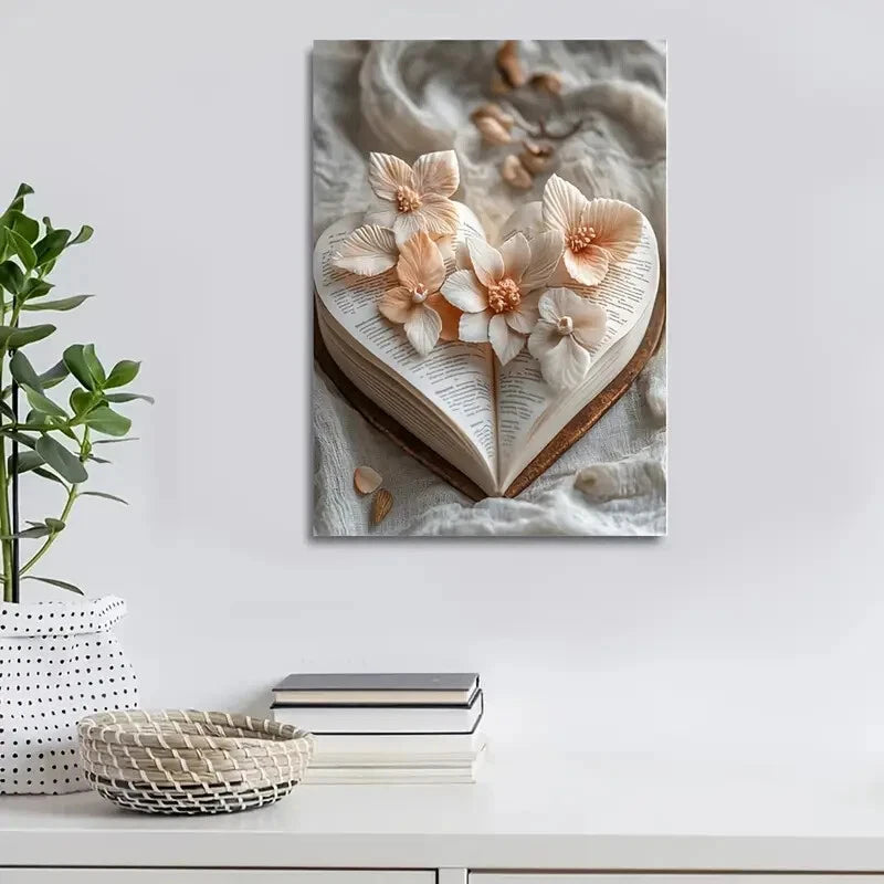 Sinovius Heart Blossoms Reading Painting 40x60cm Metal Print Ready to Hang