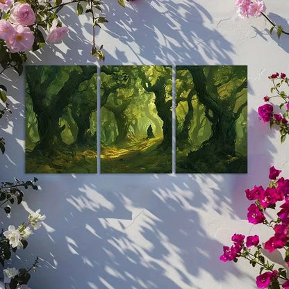 3pcs Green Forest Fairy Tale World Metal Print Ready to Hang Art