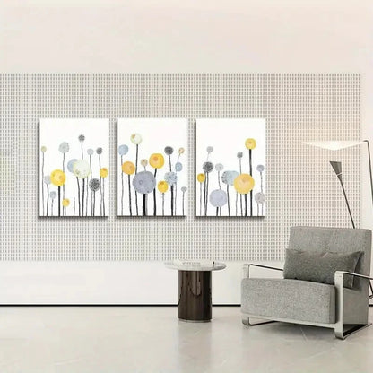 3pcs Modern Abstract Dandelion Flowers Metal Print Ready to Hang Art