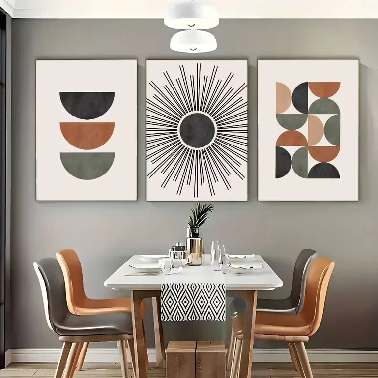 3pcs Modern Mid-Century Abstract Art Wall Art Set Canvas Framed 40x60cm High Quality Print 100% Australian Made Wall Canvas Ready to Hang