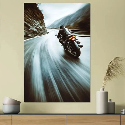 Motorcycle Racing Highway Action Art Poster 40x60cm Metal Print Ready to Hang