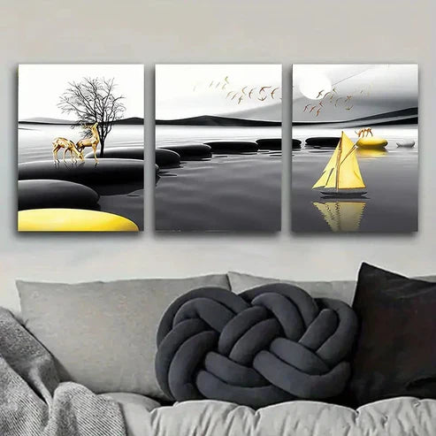 3pcs Surreal Desert Oasis Scene Wall Art Set Canvas Unframed - High Quality Print 100% Australian Made Wall Canvas