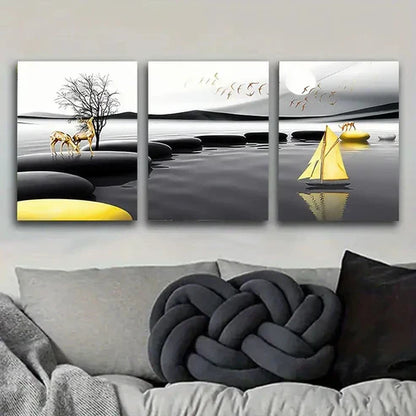 3pcs Surreal Desert Oasis Scene Wall Art Set Canvas Unframed - High Quality Print 100% Australian Made Wall Canvas