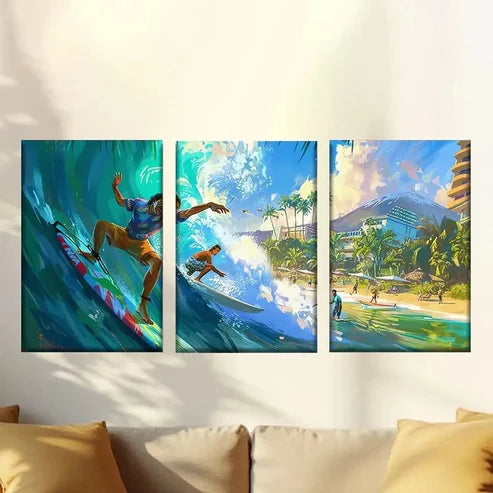 3pcs Abstract Charming Surfer Wall Art Set Canvas Unframed – High Quality Print 100% Australian Made Wall Canvas