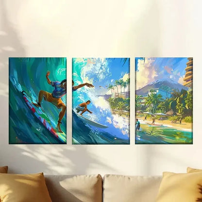3pcs Abstract Charming Surfer Wall Art Set Canvas Unframed – High Quality Print 100% Australian Made Wall Canvas