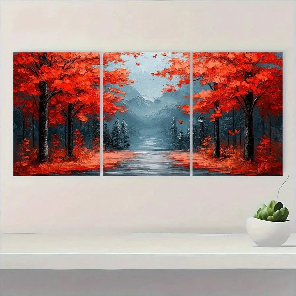 3pcs Sunlit Avenue Abstract Modern Vintage Metal Print Ready to Hang Art