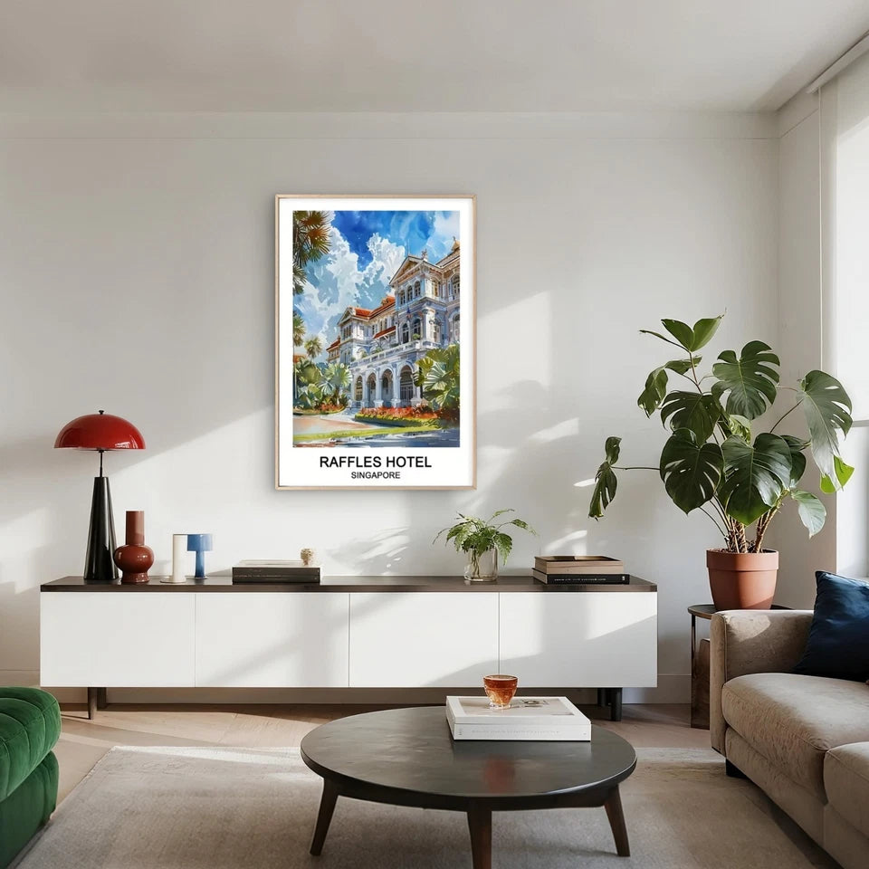Raffles Hotel Singapore Decor Travel Poster Print Wall Art