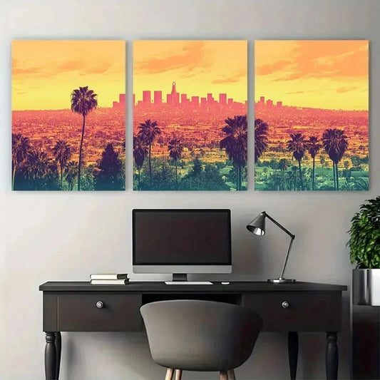3pcs California City Los Angeles Perfect Wall Art Canvas Framed 60x90cm