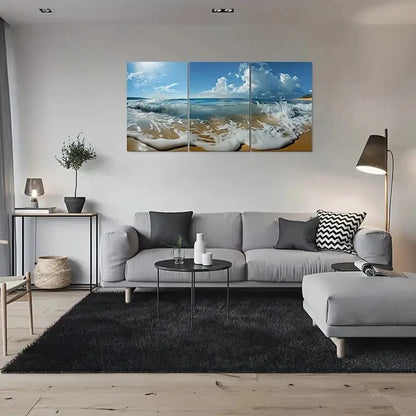 3pcs Beach Waves Ocean Scene Coastal Metal Print Ready to Hang Art