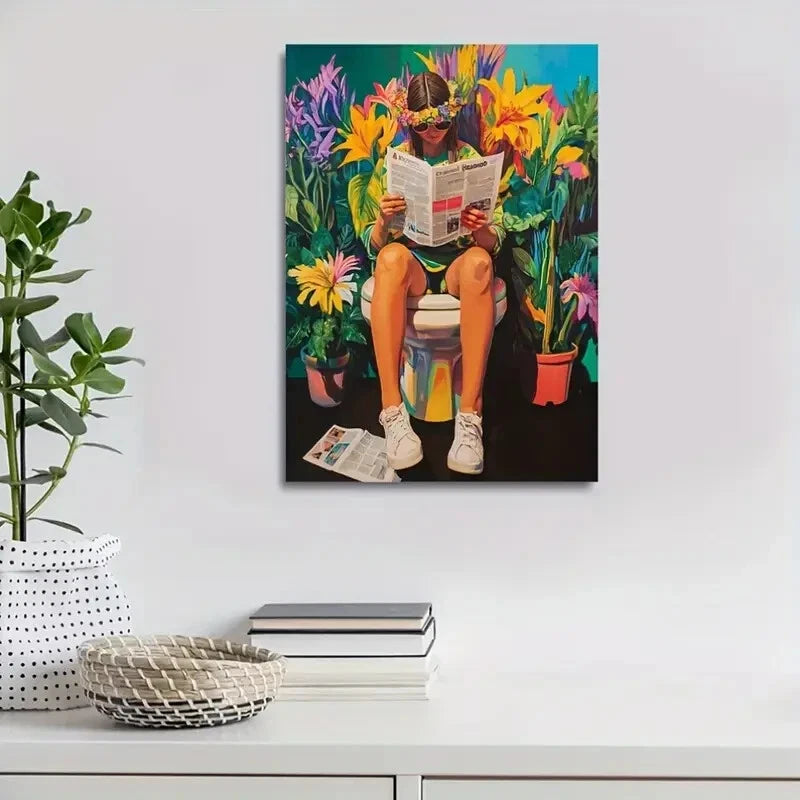 Beautiful Depicting a Person Sitting Painting 40x60cm Metal Print Ready to Hang