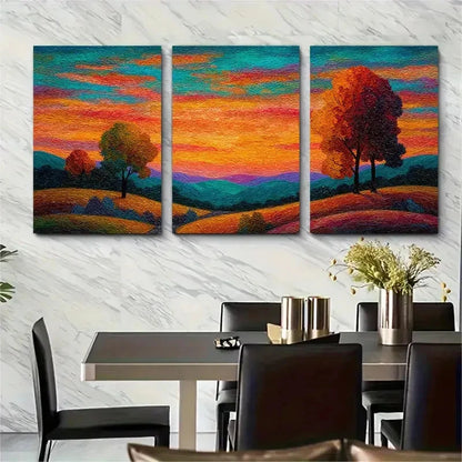 3pcs Warm Sunset Glow Vibrant Autumn Perfect Wall Art Set Canvas Framed 40x60cm - High Quality Print 100% Australian Made Wall Canvas Ready to Hang