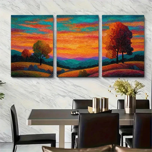 3pcs Warm Sunset Glow Vibrant Autumn Perfect Wall Art Set Canvas Framed 40x60cm - High Quality Print 100% Australian Made Wall Canvas Ready to Hang