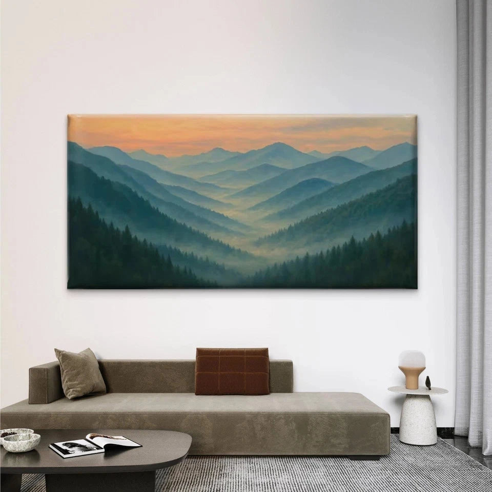 Mountain Valley Landscape Wall Art Canvas Office Home Room Framed 120x60cm