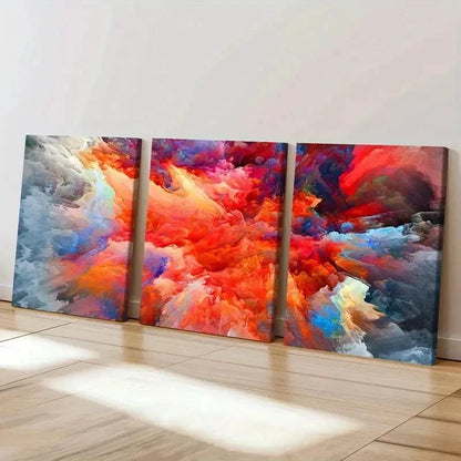 3pcs Abstract Colorful Cloud Art Modern Wall Art Set Canvas Framed 40x60cm - High Quality Print 100% Australian Made Wall Canvas Ready to Hang