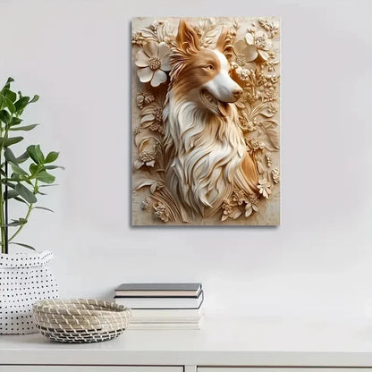 Featuring a Merle Rough Collie Surrounded Painting 40x60cm Metal Print Ready to Hang