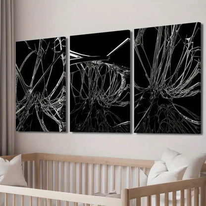3pcs Quantum Entanglement Abstract Line Perfect Wall Art Set Canvas Framed 40x60cm - High Quality Print 100% Australian Made Wall Canvas Ready to Hang