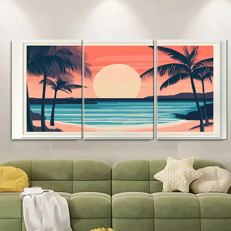 3pcs Mid Century Exuma Bahamas Retro Metal Print Ready to Hang Art