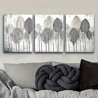 3pcs Minimalist Leaf Pattern Wall Art Set Canvas Framed 40x60cm - High Quality Print 100% Australian Made Wall Canvas Ready to Hang