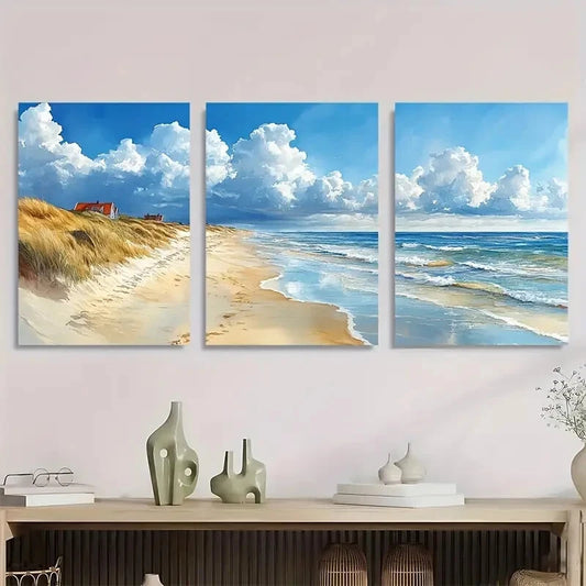 3pcs Skagen Beach Denmark Watercolor Beach Metal Print Ready to Hang Art